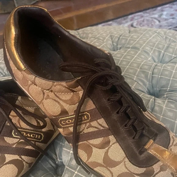 Coach Brown and Gold Women's Sneakers - Picture 3 of 12